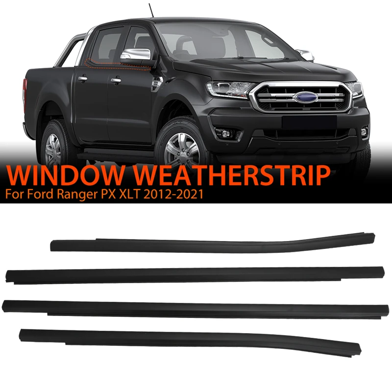 For Ford Ranger PX XLT 2012-2021 2020 4Door Outer Window Rubber Seals Weather Strip Car Sealing Strips Door Glass Seal Belt Trim