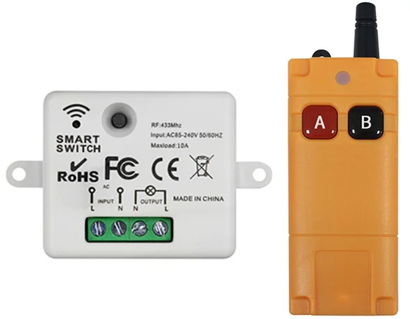 433MHZ Ndustrial AC110V 220V 1CH RF Wireless Remote Control Switch Radio Receiver With 20-2000M Long Distance Remote controller