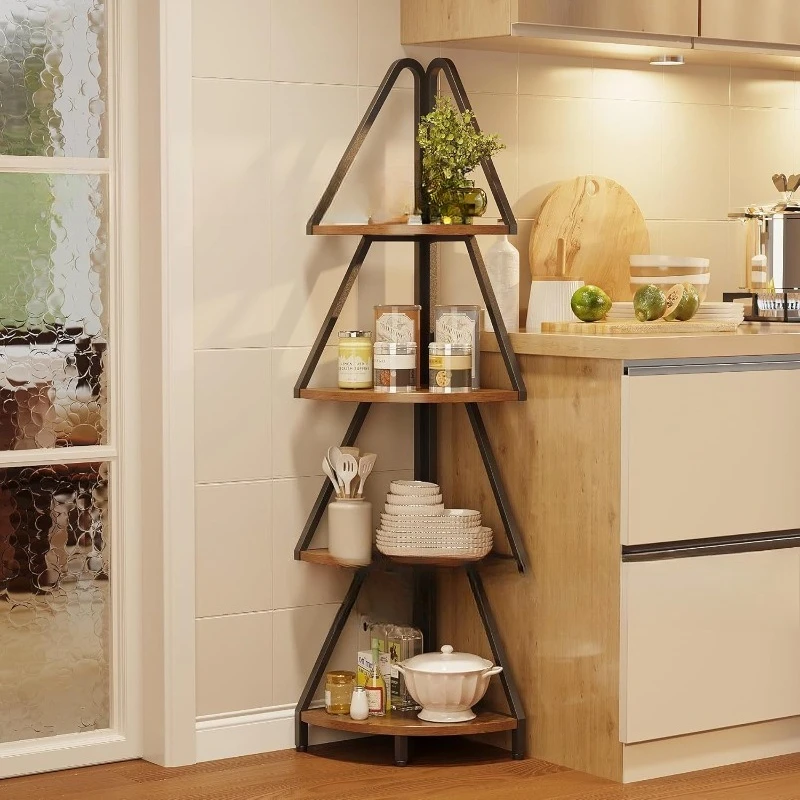 Four-layer solid wood corner rack, living room balcony holiday decoration storage rack c