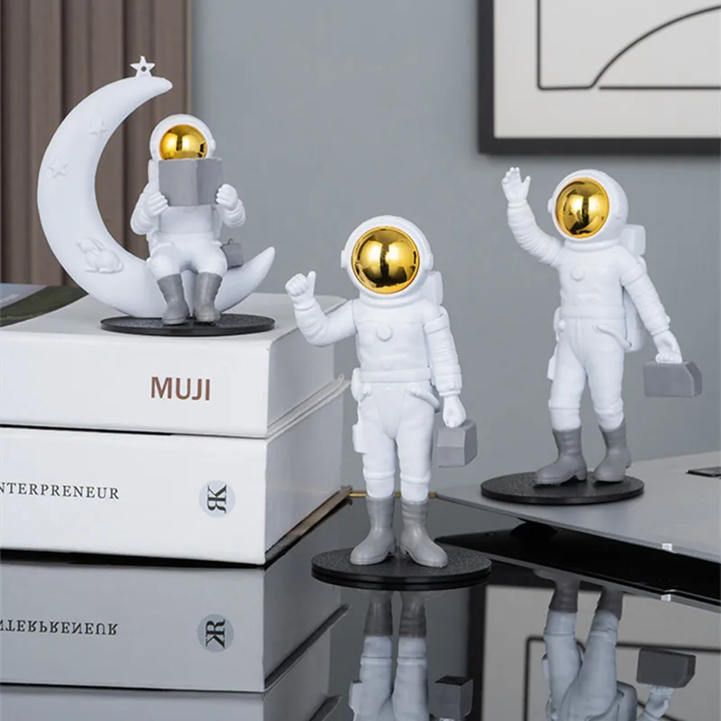 Astronaut Figures Figurines Table Decor Statue Spaceman Sculptures Educational Toy Home Living Room Desk Decoration Kids Gift