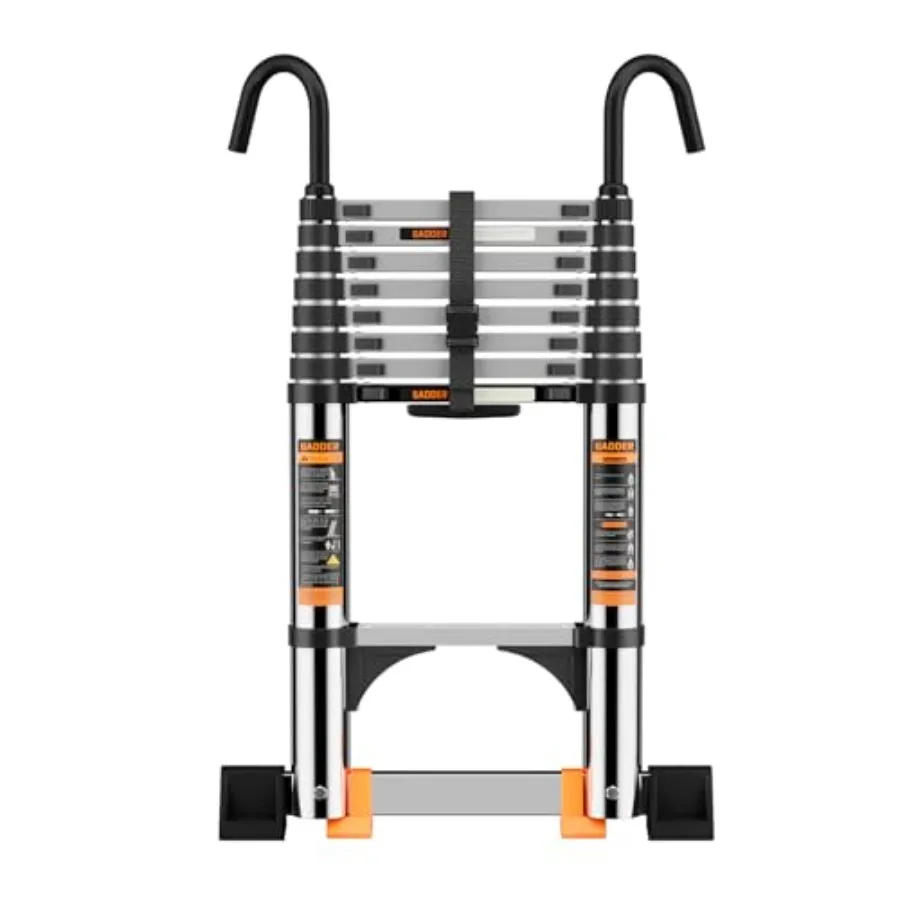 Telescoping Extension Ladder with Stable Hook and Stabilizer Bar 10.5 FT Heavy Duty Collapsible Ladder 330lbs Max Capacity Mult