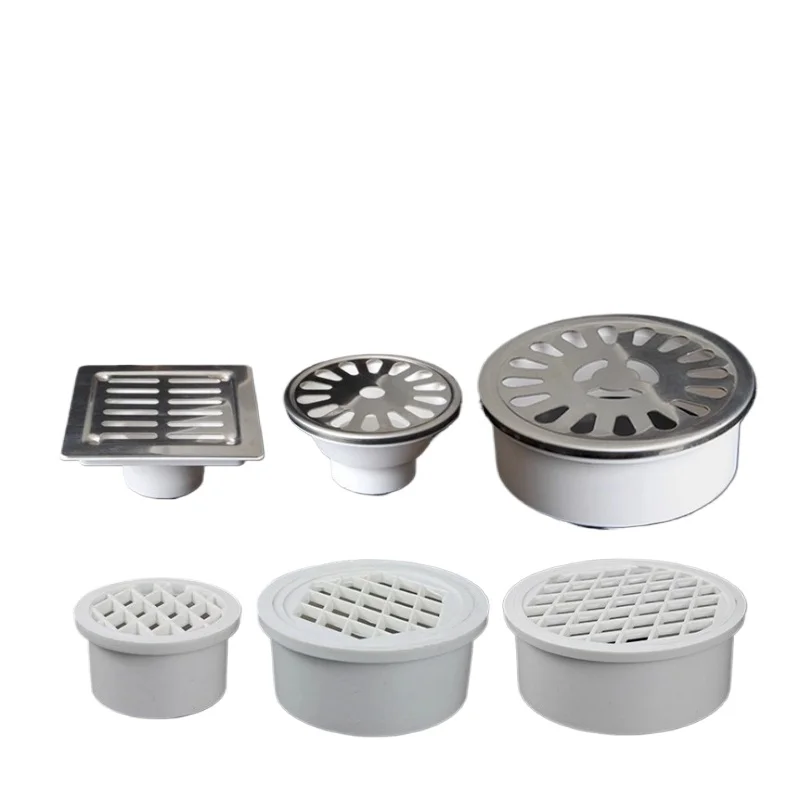 PVC Stainless Steel Drainpipe Filter Mesh Inline Floor Drain Cover - Round Anti-Blocking Balcony Drainage Solution