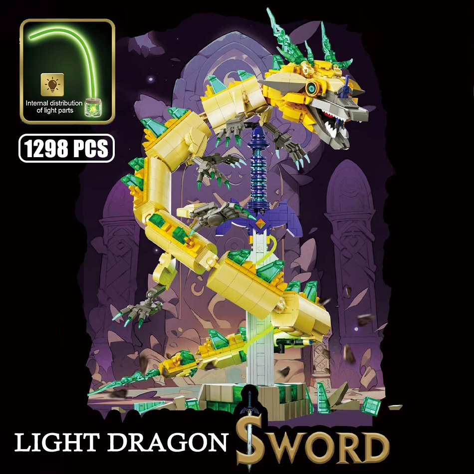 MOC Bricks Tears of the Light Dragon - Game Wildly Breath Master Sword White Dragon Building Blocks Toys for Kids Christmas Gift