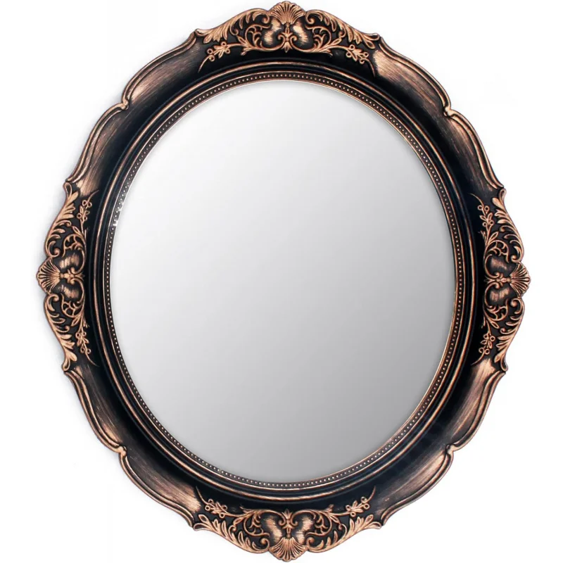 

Eaoundm 13.1 x 14.8 inchs Decorative Wall Mirror,Vintage Hanging Mirrors Bedroom Living-Room Dresser Decor Oval (Vintage Gol