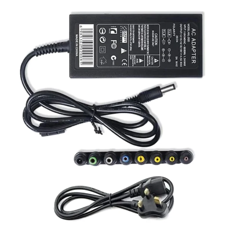 Adaptador de Energia Universal com Conjunto de Carregador Ajustável, 96W, 12V a 24V, DC 5.5x2.1mm, 8 Plugs, Dell, Toshiba, HP, Lenovo, Asus, Acer, Laptop