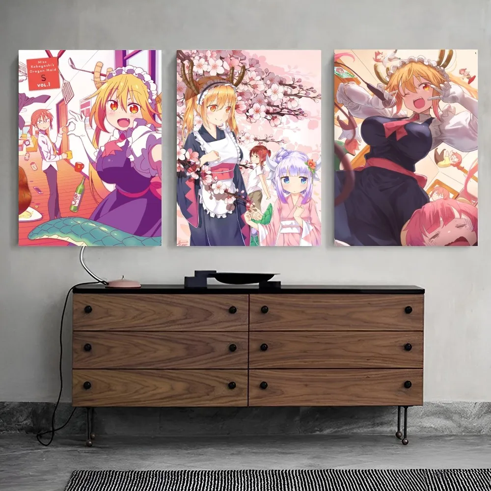 1PC Miss Kobayashi Dragon Maid Classic Anime Print Poster Paper Waterproof HD Sticker Bedroom Home Living Room Bar Wall Decor