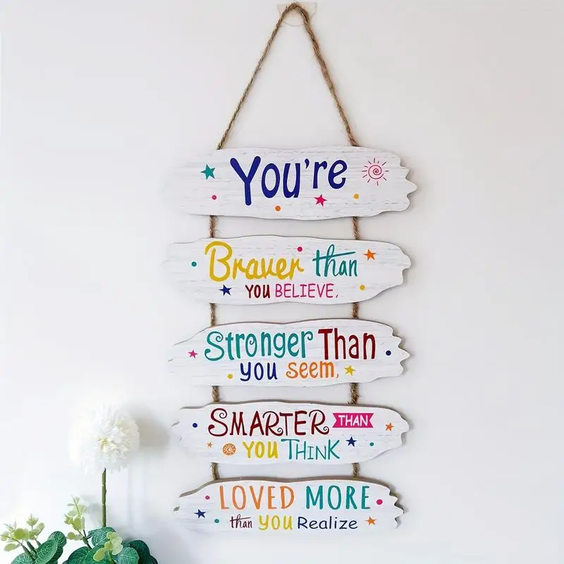 Positive Affirmations Wall Decor Wooden Nursery Wood Sign Decor Playroom Educational Wall Art Emotion Support Wood Sign For