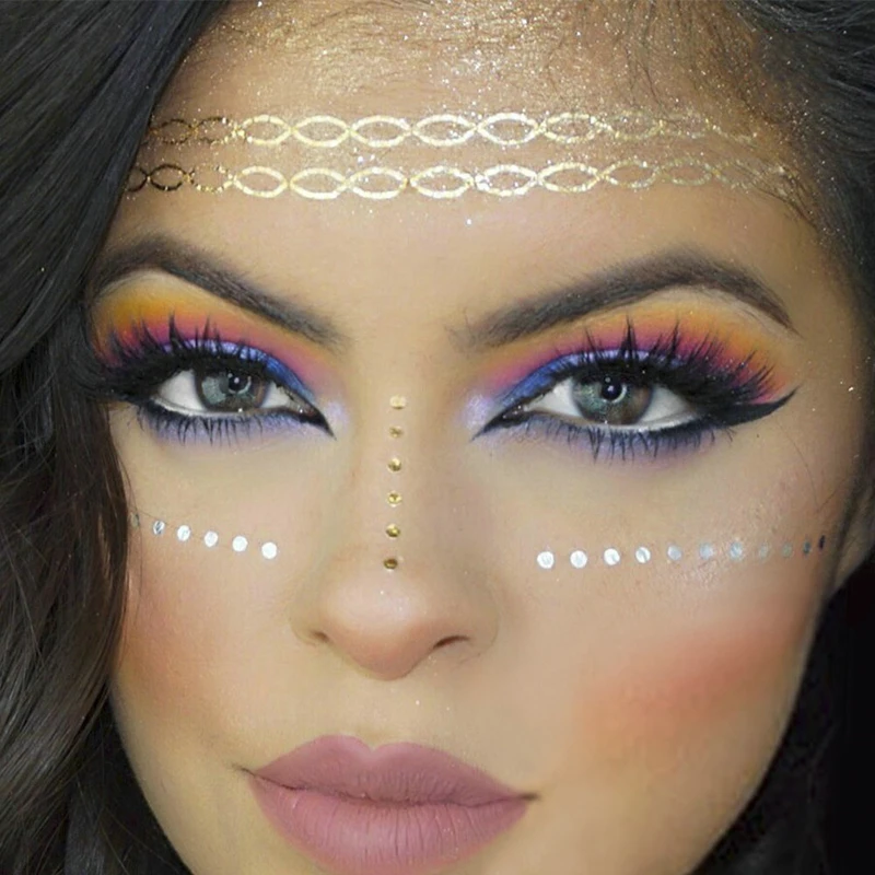 

Временная татуировка-наклейка для лица с эффектом веснушек, водостойкая, одноразовая, для макияжа, сценическая, для глаз, золотистая, с блеском, для вечеринок