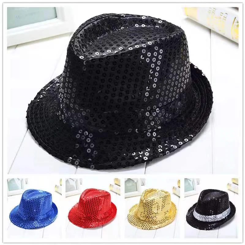 Cosplay Hat Child Adult Cap FreeShipping JAZZ Michael Jackson Sequin Dance Perform Stage Gifts Funny Toy Lovely Fashion Party