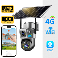 8MP 4K Wireless Solar Camera 4G Sim Outdoor Dual Lens IP Camera PIR Night Vision V380 Pro CCTV Security Protection Monitor