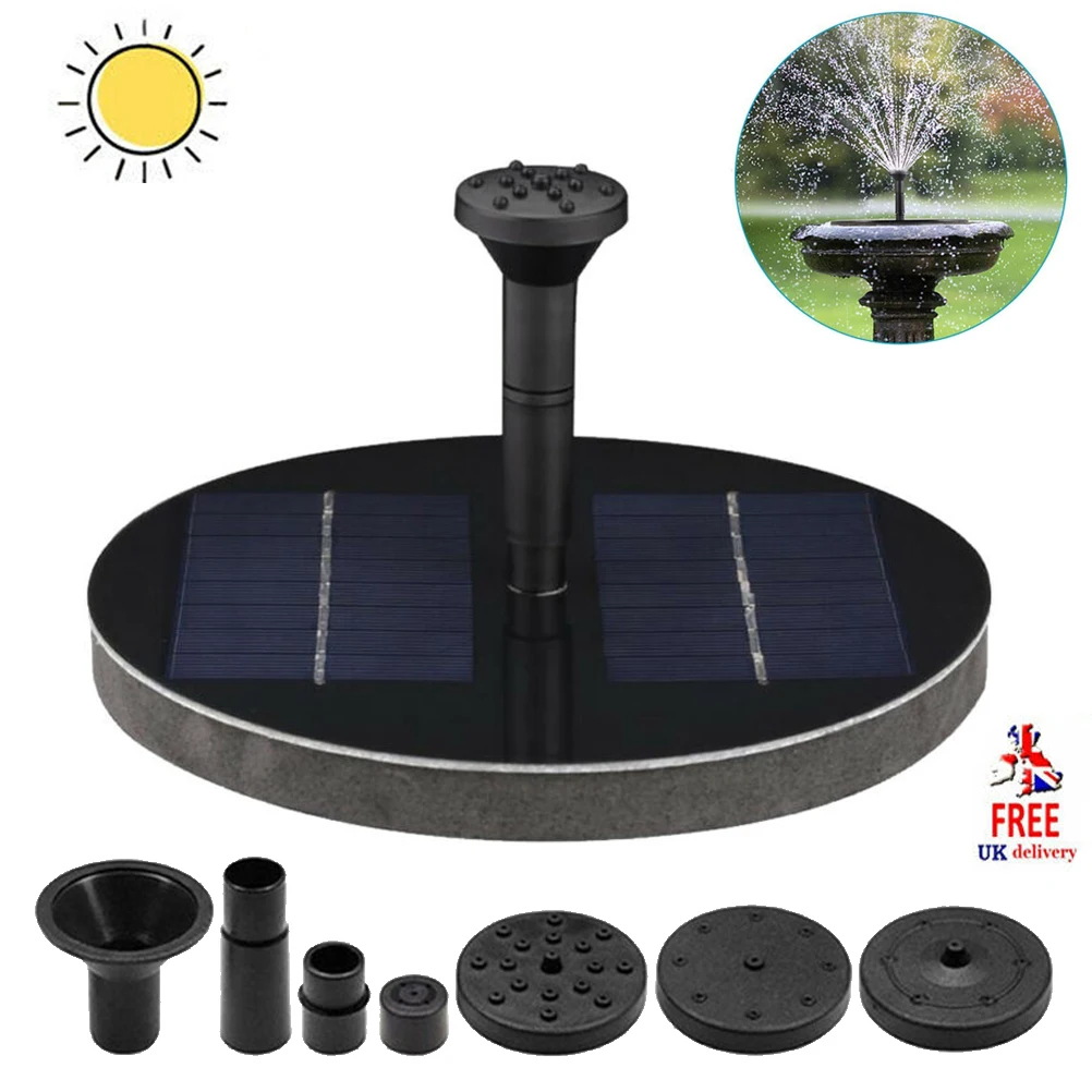 

Solar Powered Fountain Pump Kit Submersible Pumps for Pond Bird Bath Garden 200L/H 60cm Max Height Adjustable Spray Head