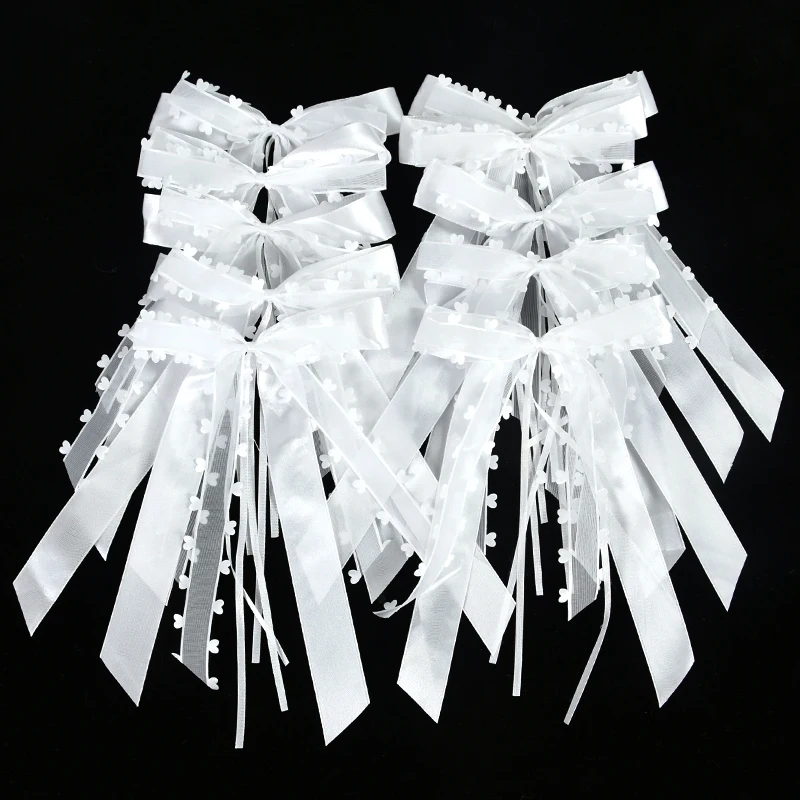 10/20 pièces de nœuds en ruban blanc pour dossier de chaise de mariage, poignées de porte de voiture, accents de bouquet de mariée, décoration de réception de mariage