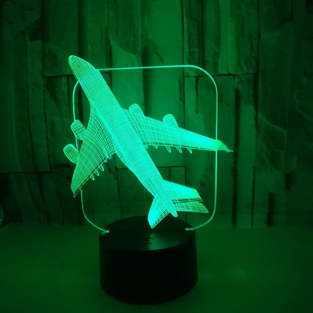 Aircraft Creative Gift Acrylic Colorful Night Lights 3d Unique Decorative Table Lights Children's Room Decoration 3d Night Light