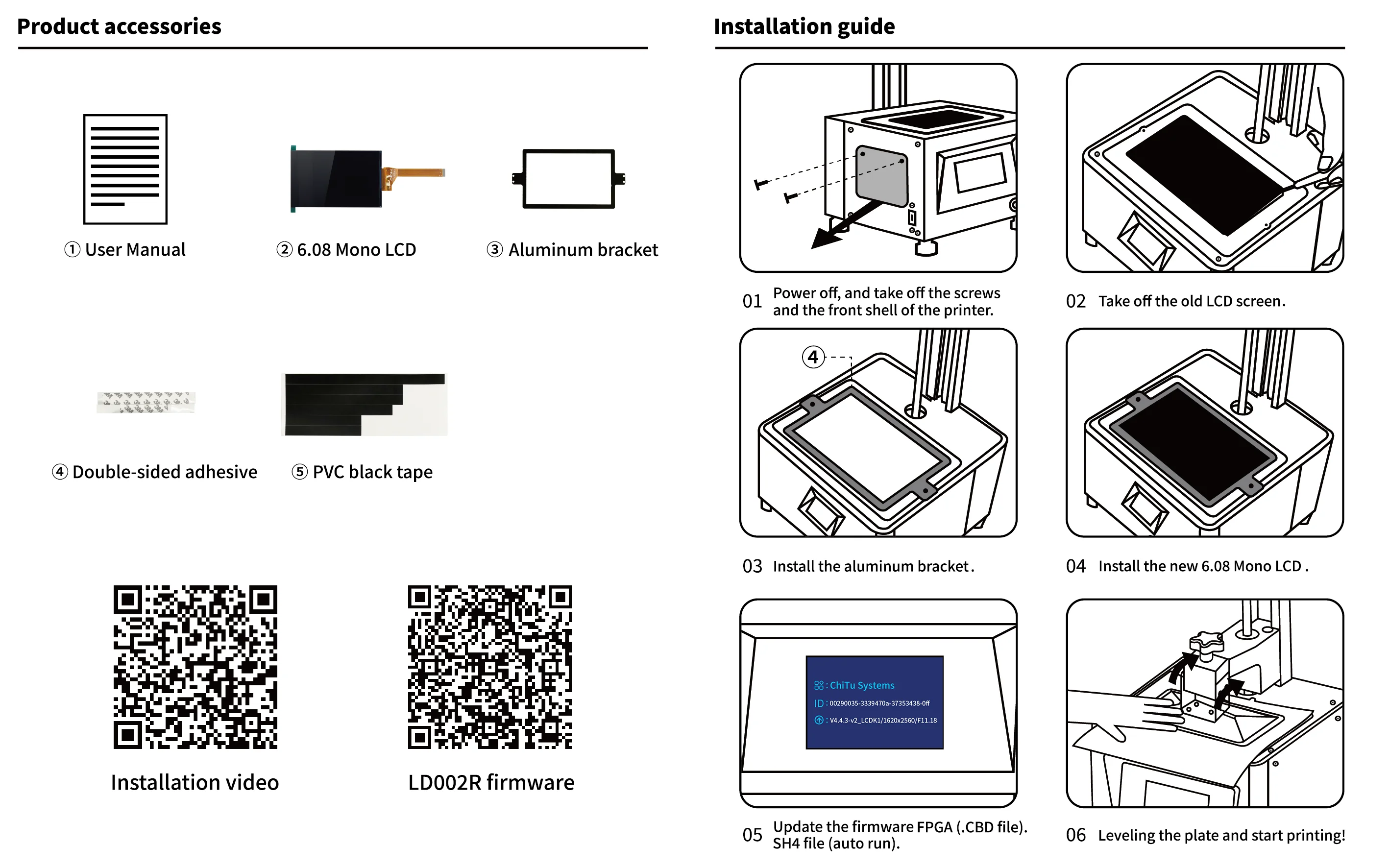 Creality LD-002R 6.08 Kit de actualización LCD monocromático 2k