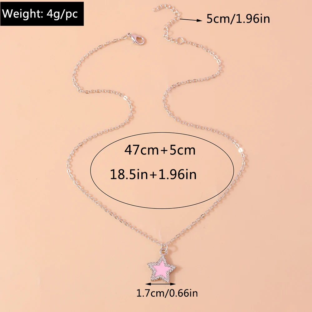 Aihua Exquisite Y2K Silber Farbe Kristall Sonne Mond Sterne Halsketten für Frauen Koreanische Temperament Schlüsselbein Kette Schmuck Geschenke – Detail 5