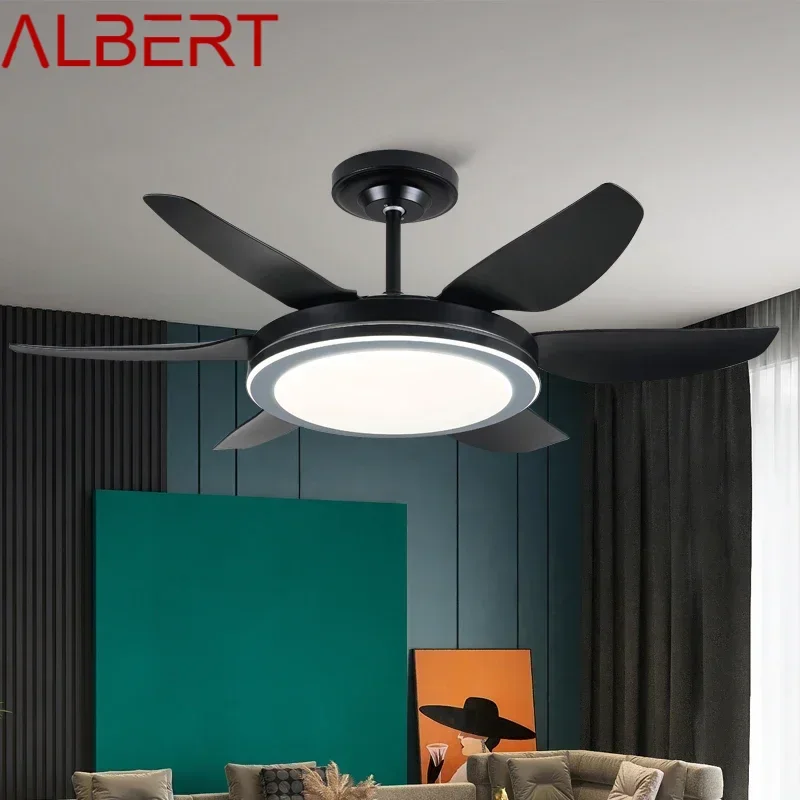 ALBERT Fan Light Nordic LED Ceiling Fan Light Modern Minimalist Restaurant, Living Room, Bedroom Commercial Electric Fan