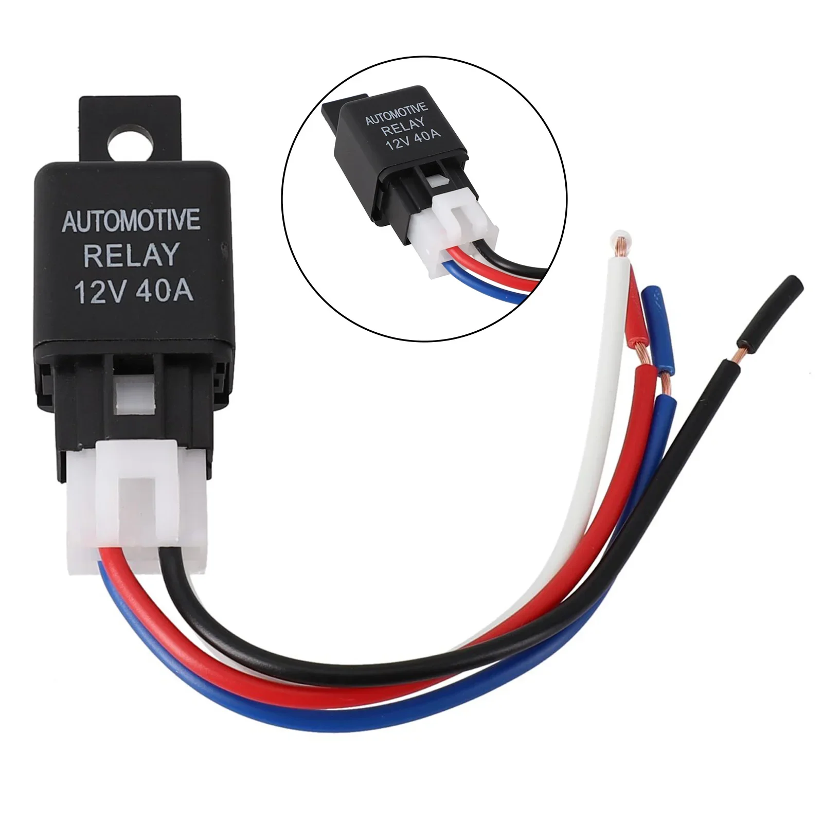 12V 40A 4 Pin SPST Relay with Cable for Vehicle Applications Including Car Van Boat Bike Alarm Remote Start Fog Lights Air Horns
