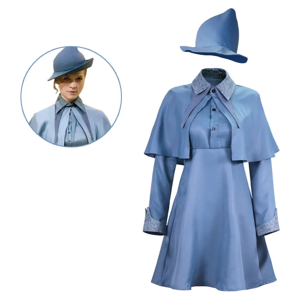 

Fleur Isabelle Delacour Cosplay Beauxbaton School Uniform Women Wizard School Cosplay Costumes Hats Cloak Dress For Girls