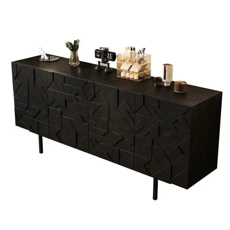 Nordic Silent Wind Solid Wood Sideboard Household Minimalist Entrance Cabinet Solid Wood Living Room Wall Side Chest Drawers