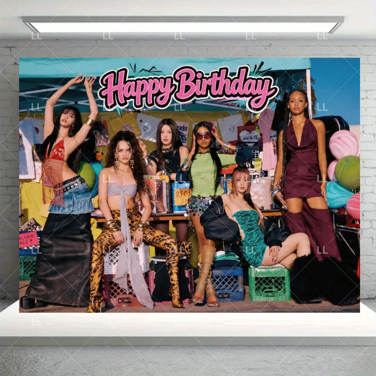K&Katseye Idol Geburtstagsparty-Zubehör Ballonset Mädchen Tischdecke Cupcake-Hintergrund-Deko Kpop-Fanartikel Event-Banner Kindergeschenk – Detail 7