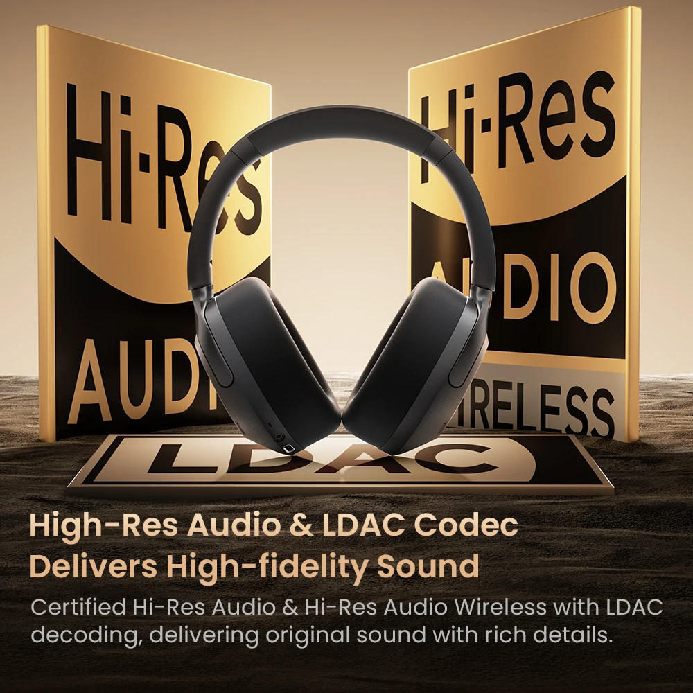 HAYLOU S40 ANC Wireless Headphone 50dB Noise Canceling Hi-Res 3D Spatial Audio Earphone with LDAC Bluetooth 6.0 Over Ear Headset