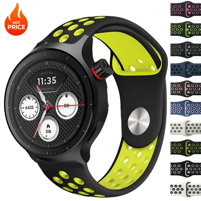 Correa transpirable de dos tonos de 20mm y 22mm para Motorola Moto Watch 120 2026, correa deportiva para Motorola Moto Watch 360/70/100
