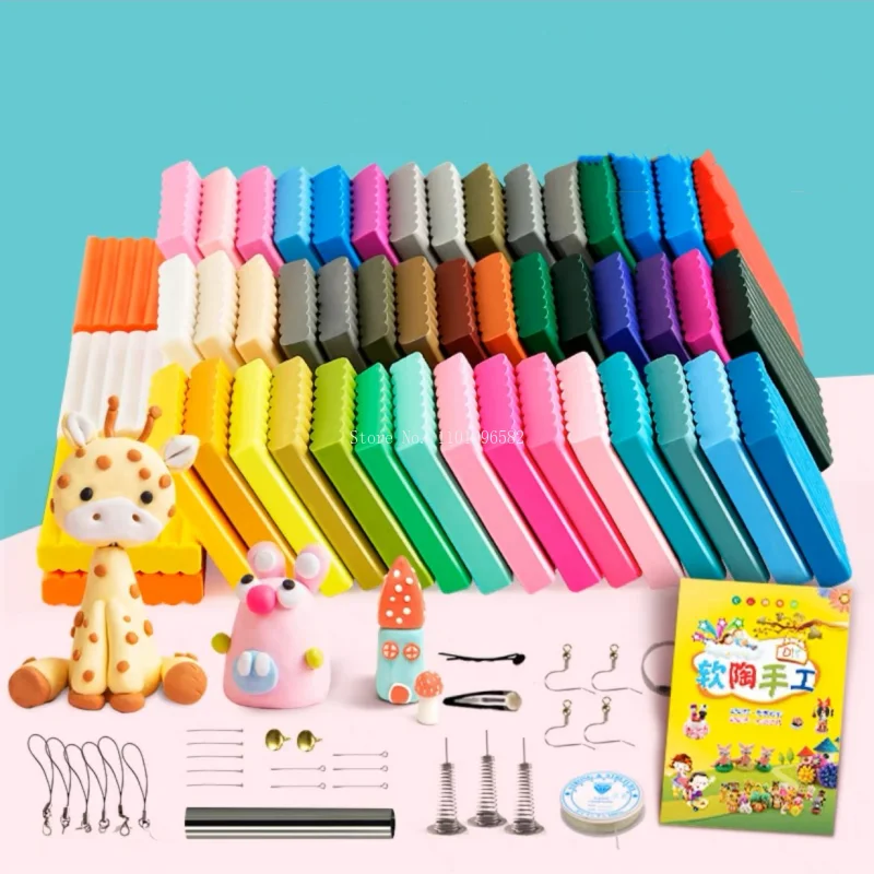 Polymer Clay Colorful Clay Set Children's DIY Creative Dolls Toy Models Earrings Jewelry Pendants Making Handmade Materials