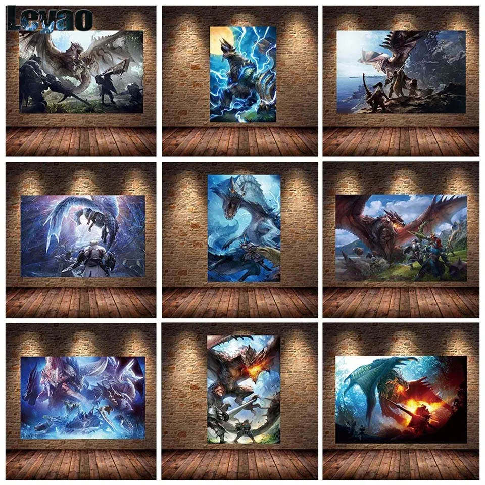 5D Diamond Painting Decoration Painting of MONSTER HUNTER WORLD Diamond Mosaic Game Painting Art Cross Stitch Kits For Bedroom