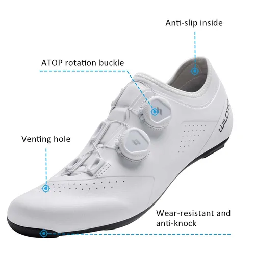 Imagen 2 del producto Zapatos de ciclismo WILDTO, zapatos de bicicleta de carretera para hombre, velocidad plana, nueva dureza9, zapatillas de ciclismo profesionales de fibra de vidrio, calzado con tacos SPD