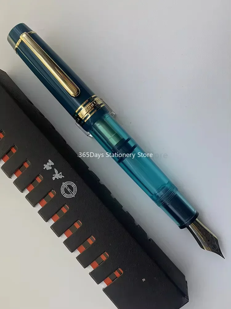 Wingsung/Junlai 630 pluma estilográfica de resina transparente NO.8 Iraurita F Nib pistón Clip dorado escritura de negocios regalos de papelería