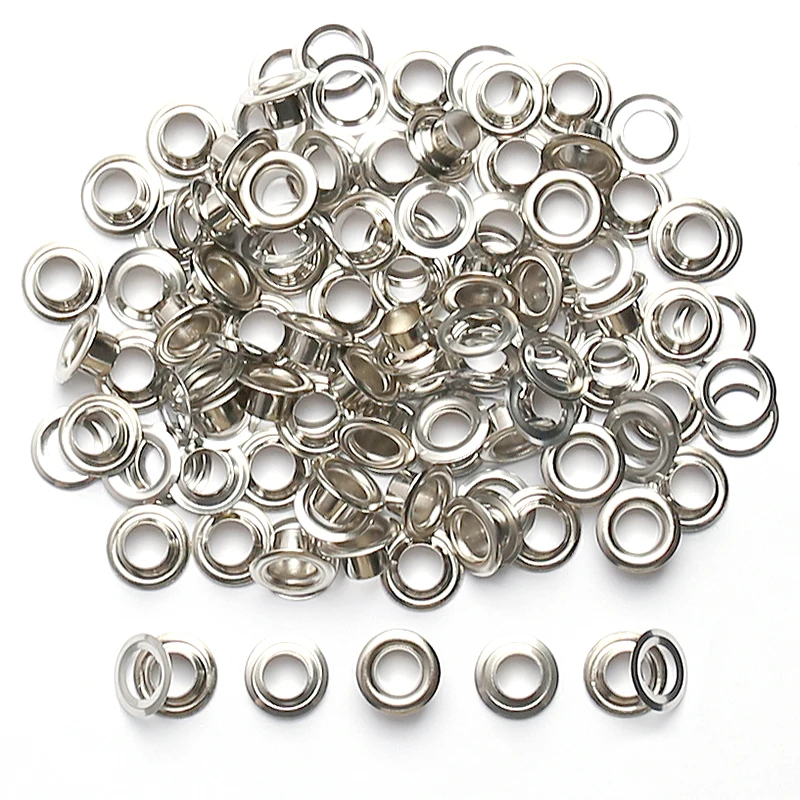 100sets Silver 3mm-20mm Brass Eyelet with Washer Leather Grommet Round Eye Rings For Shoes Bag Belt Hat Curtain Scrapbooking