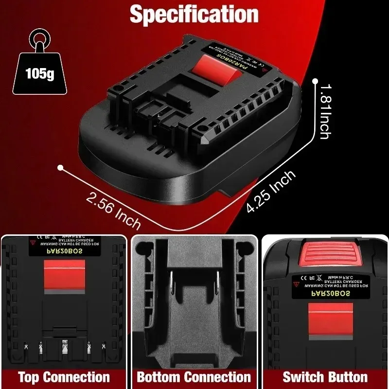 PAR20BOS Power Tool Battery Adapter Suitable for Parkside 20V Li-ion Batteries Compatible for Bosch BAT 18V Cordless Power Tools
