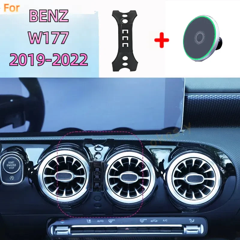 For Mercedes Benz A200 180 W177 AMG 2019-2022 Magnetic Car Phone Holder 15W Wireless Charging Phone Stand MagSafe Phone Base