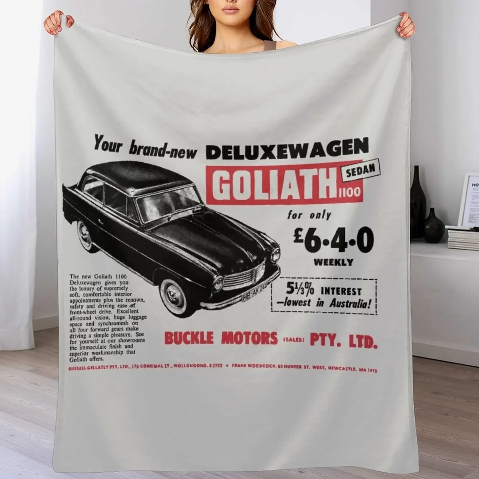 

GOLIATH CARS - ADVERT Throw Blanket anime blankets and throws Beautifuls Furry Blankets