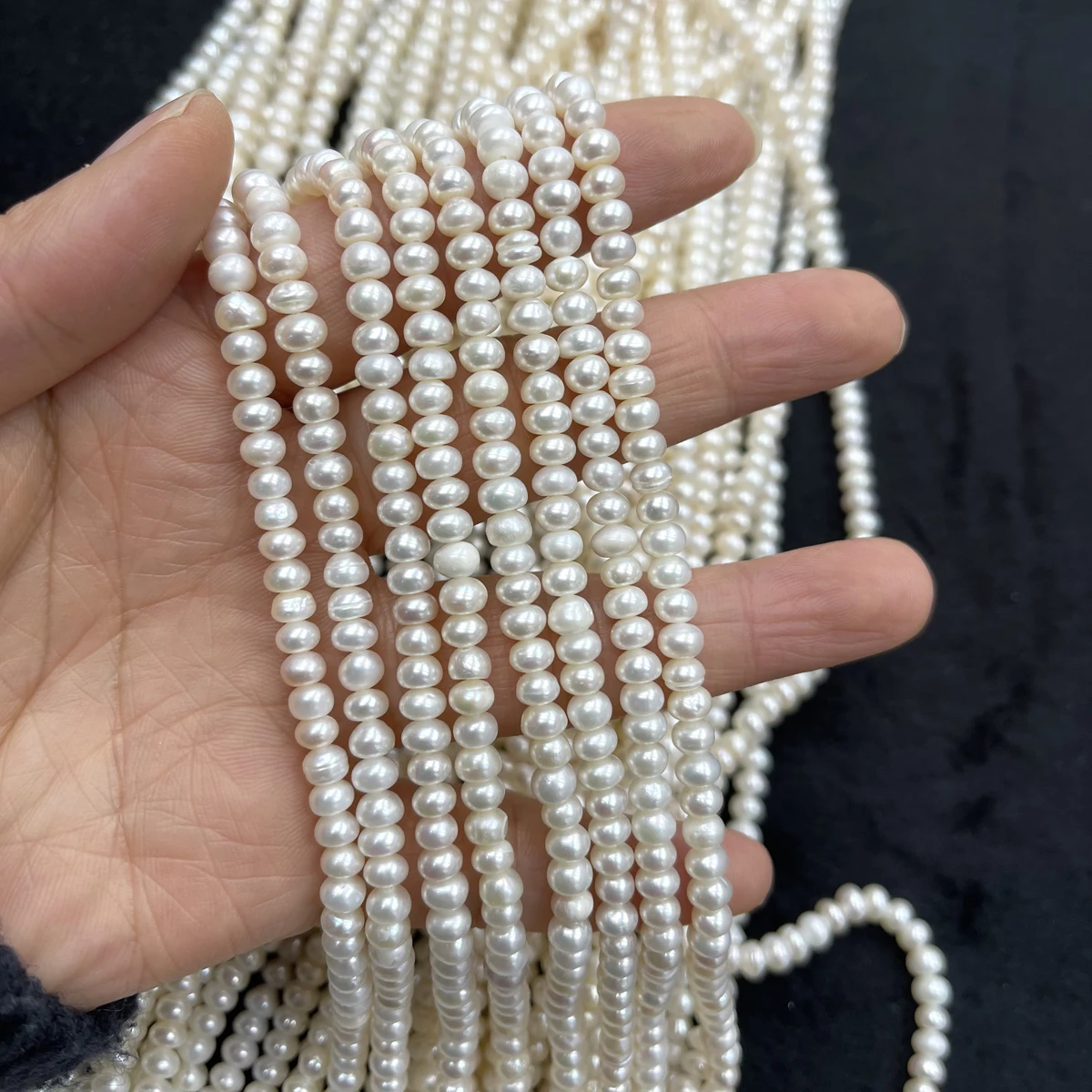 

5-5.5mm Natural Freshwater Pearl Beads Oval Round White Pearl Beads For Jewelry Making DIY Bracelet Necklace Accessories Strand