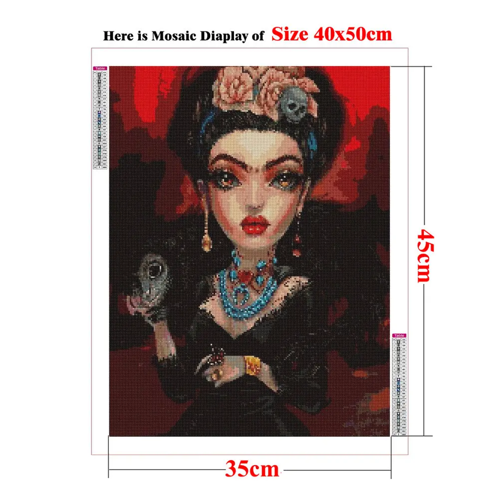 5D Diamond Painting Mosaic Creepy Cute Girl Princess Full Square Round Drill Embroidery Picture Of Rhinestones DIY Wall Decor