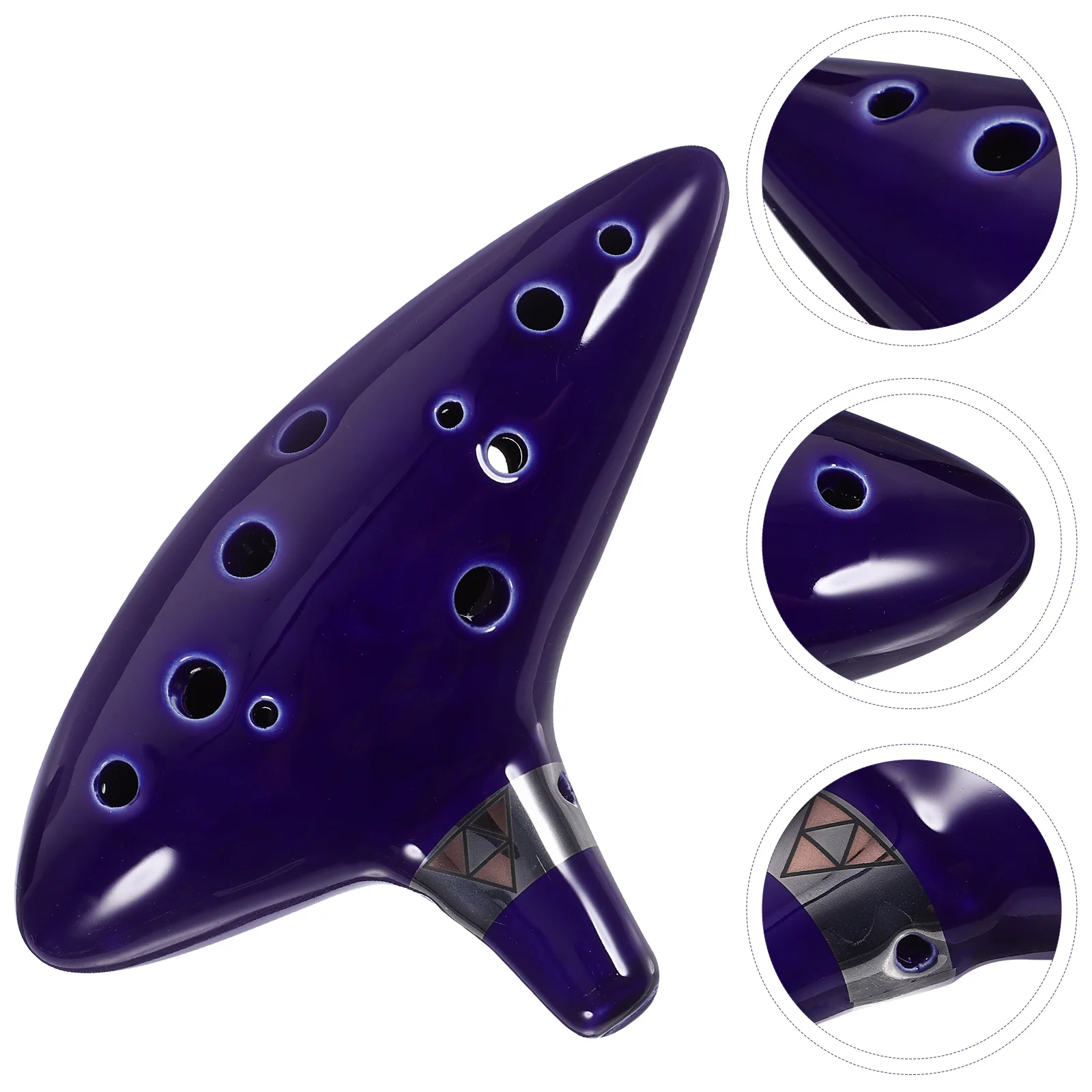 

12-Hole Ceramic Ocarina Flute Blue Alto C Instrument Durable Hard for Music Lovers Collectors Gift Adjustable Lanyard