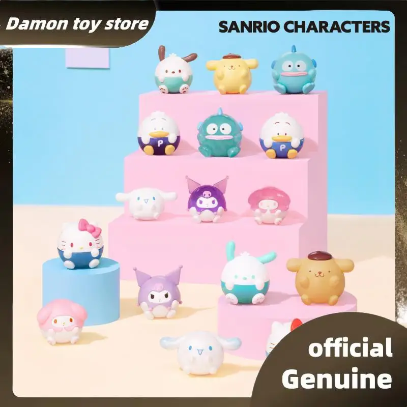 

Genuine Official Sanrio Characters Roundy Mini Figures Series Blind Box Lovely Model Toys Desktop Ornaments Cartoon Mystery Box