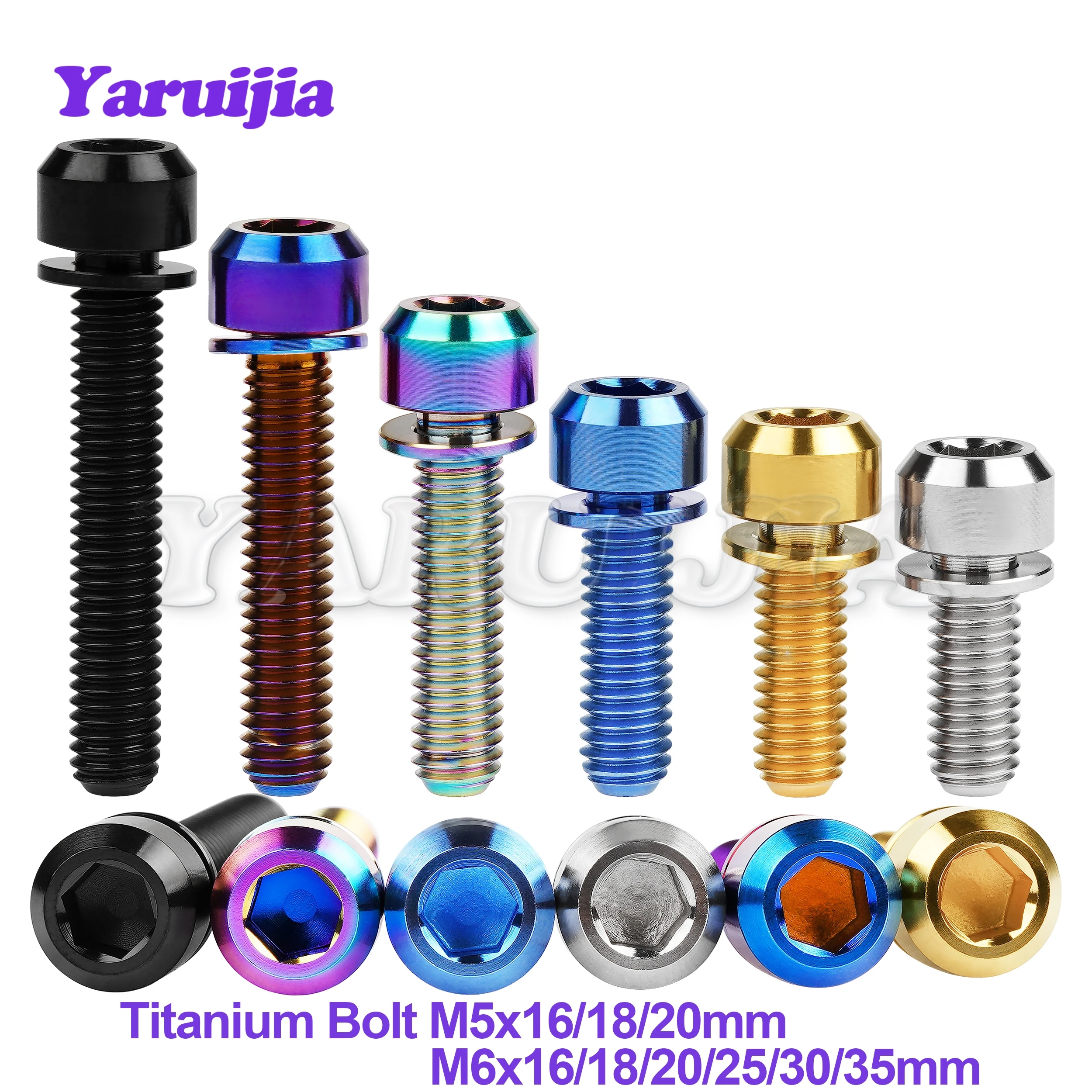 Yaruijia Baut Titanium M5/M6X16/18/20/25/35Mm Baut Soket Kepala Baut dengan Ring untuk Dudukan Sekrup Sepeda