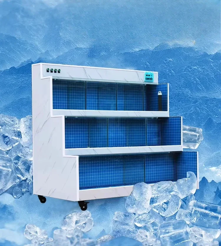 

supermarket commercial shellfish seafood fish pool glass fish tank Customized seafood pool refrigerator integrated fresh