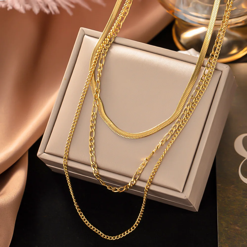 

316L Stainless Steel New Fashion high-end Jewelry Simple multi-layer snake bone charm Chain Choker Necklace Jewelry for women