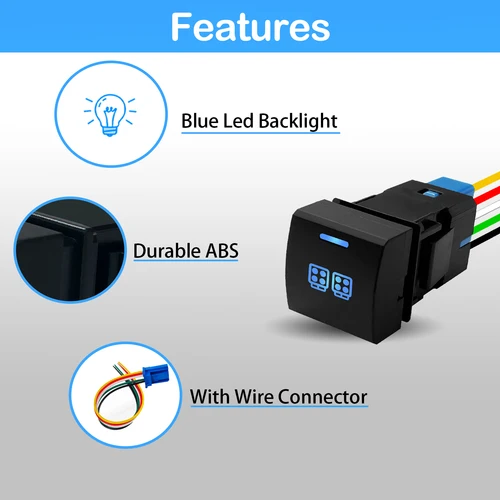 Imagen 2 del producto Interruptor de botón de coche de 12V, barra de luz LED azul, Radar de potencia, Sensor de cabrestante, accesorios para Toyota Corolla Camry Rav4 prado