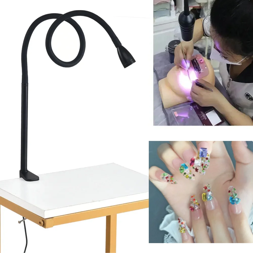 10W LED Ultraviolet UV With foot switch beauty nail eyelash grafting extend glue quick curing lamp 1/2 bottle glue