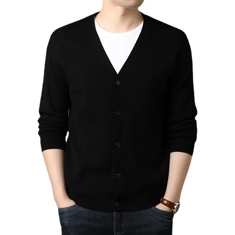 Cashmere Sweater Cardigan Men's V-Neck Warm Thick Loose Casual Autumn Winter Male Korea Knitted Woollen Sweater Plus Size M-5XL