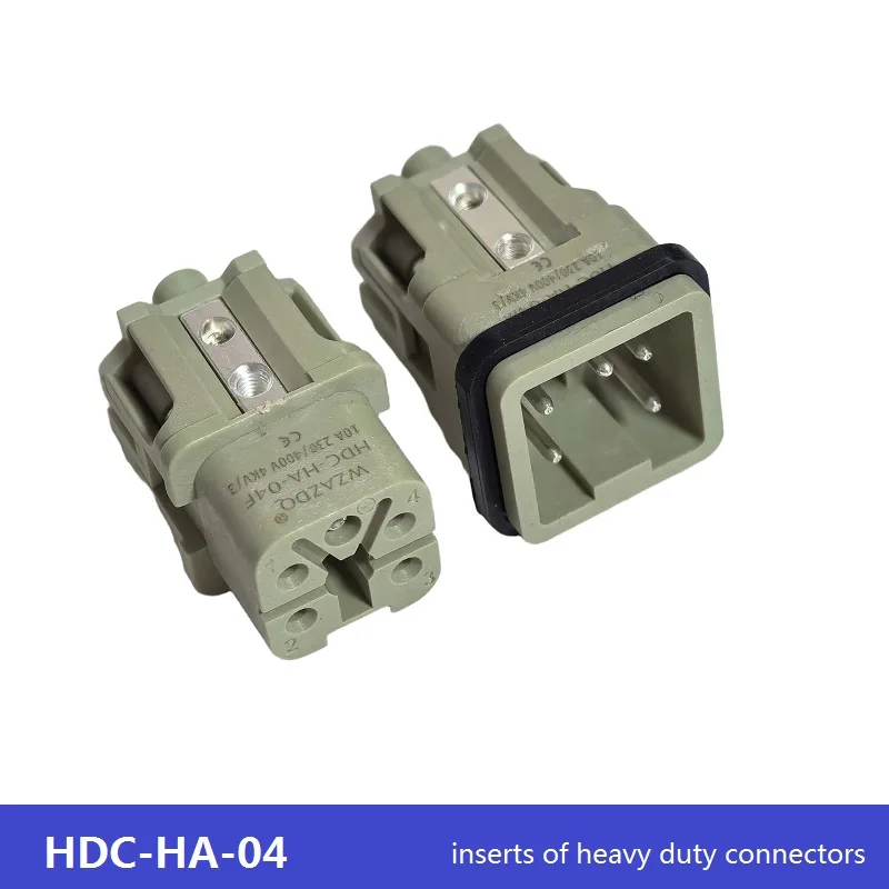 HDC-HA-04 Heavy Duty Connector Aviation Waterproof Plug and Socket Male and Female Inserts HDC-HA-04-M / HDC-HA-04-F