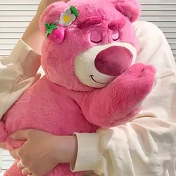 40/55cm Toy Cartoon Strawberry Bear Lotsos Plush Doll Girls Kawaii Bed Accessories Stuffed Doll Girlfriend Kids Gifts MINISO