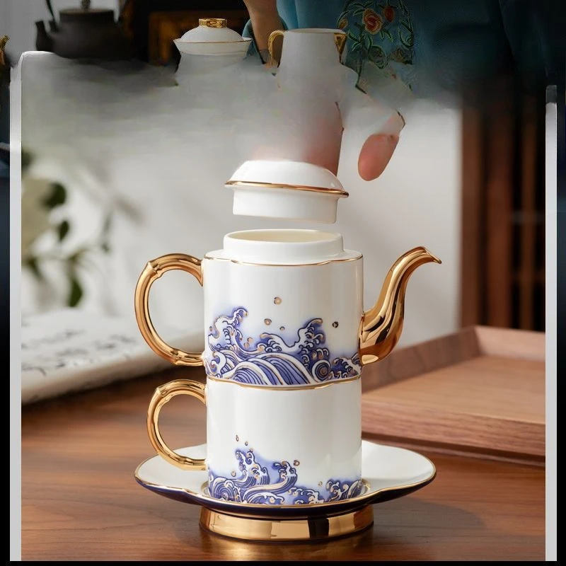 

Pearl of the Sea 4-head tea set, afternoon tea ceramic gift box