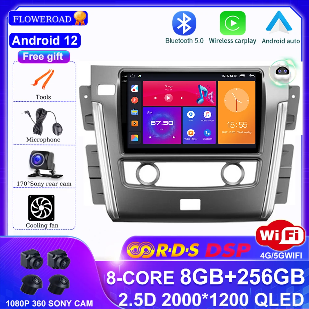 

Android 12 Android auto Navigation Car Radio For Nissan Patrol Y62 2010 - 2020 Multimedia iPhone wireless Carplay 360 cam DSP