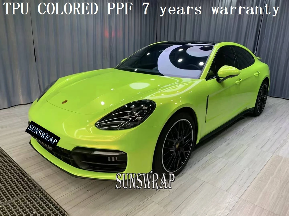 TPU Color PPF Magic Fluorescent Yellow Car Wrap Film-Heat Recovery Self-Repair Car Vinyl Wrap Anti-Rain Acid  Car Styling