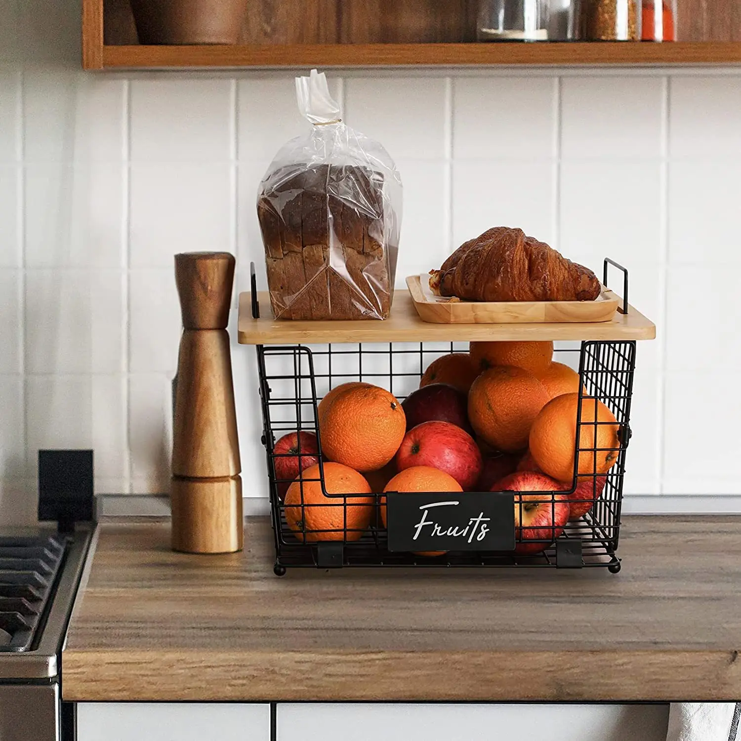Foldable Storage Cabinet Rack Wrought Iron Bamboo Basket Multi Purpose Organizer for Living Room Kitchen Food Storage 접이식 수납장